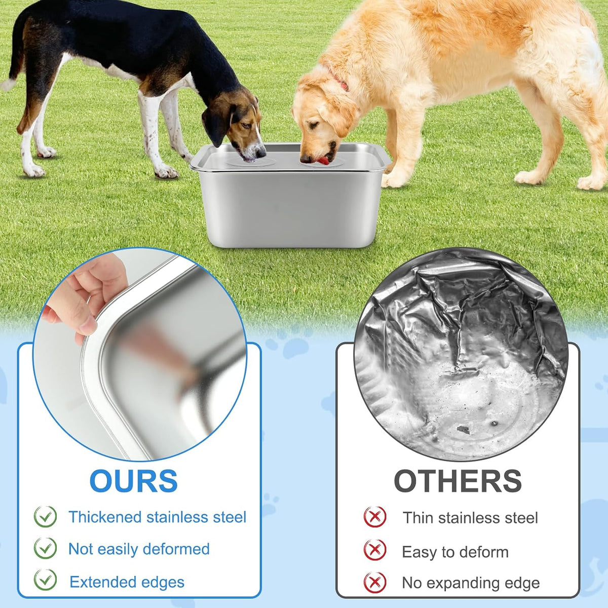 YUEPET 3 Gal Large Stainless Steel Dogs Water Bowl - 4 Gallons - image 4