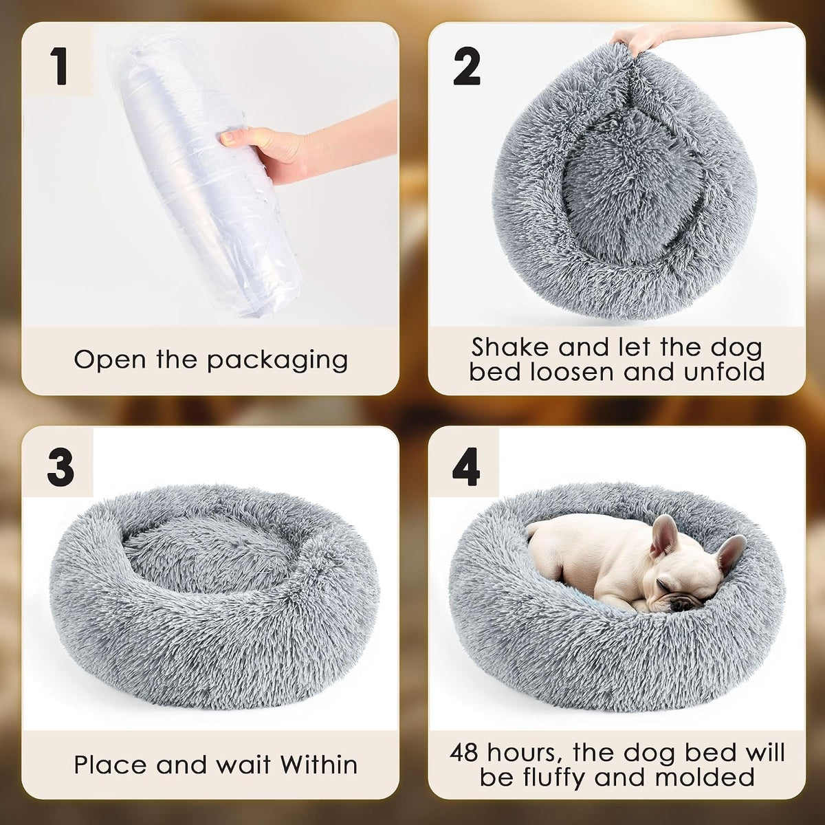 Hoewina Dog & Cat Bed for Indoor Cats - Light Grey / 20.0"L x 20.0"W x 8.0"Th - image 4