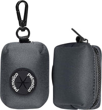 Petmolico Dog Poop Bag Holder Leash Attachment, Dog Waste Bag Dispenser Zippered Pouch, Fits Any Dog Leash, Includes Free Roll of Dog Bags, Poop Bag Dispenser - 2 Pack, Deep Gray