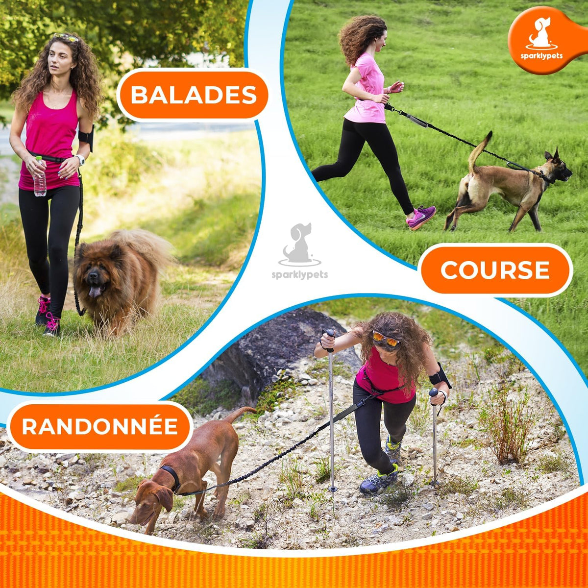 Active Pack Hands Free 2 Dogs Leash Medium & Large - Gray / 1 dog M/L - image 3