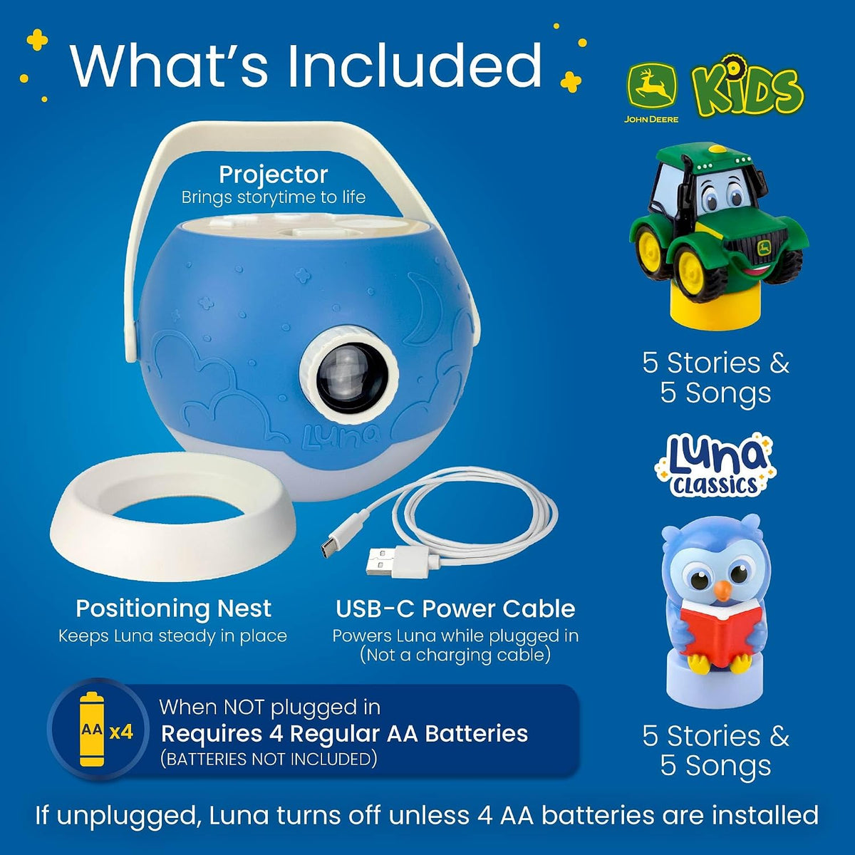 Kids Pink Book Projector, 5 Read Aloud Fairytale Stories - John Deere, Owl & Projector - image 3