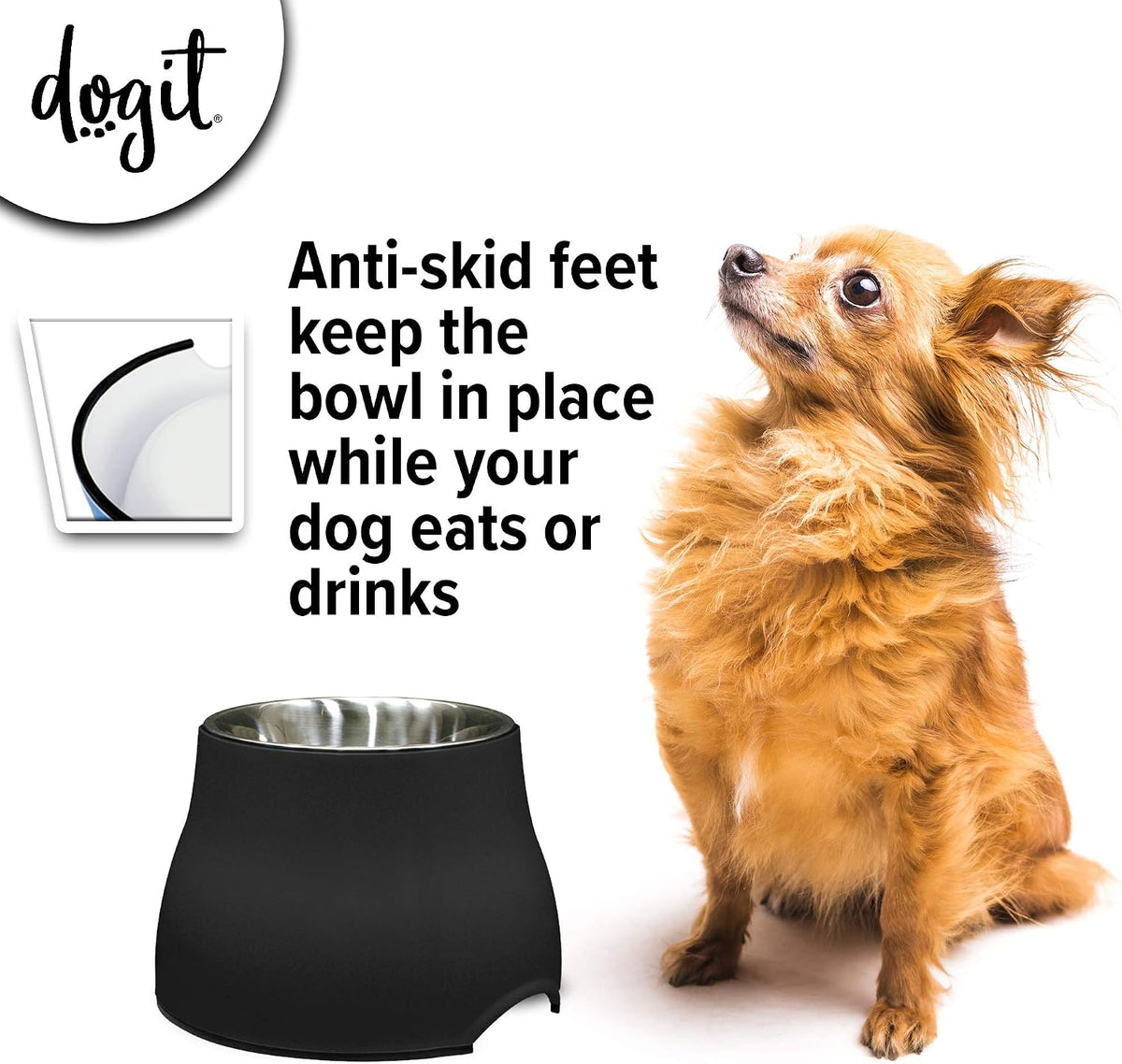 Dogit Elevated Dog Bowl for Large Dogs, White – Essentials for Dogs - Small / Black - image 2