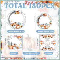 yunhuatdm 180 piece cute ghost Halloween plates and napkins set, black and white - view 35