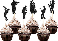 Gyufise 24Pcs Dance King Cupcake Toppers Glitter Jazz Dancers Happy - Black 1