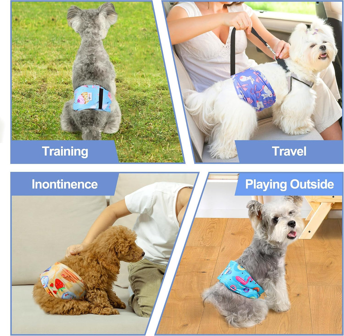 Dog Belly Bands for Male Dogs 5 Pack, Reusable Male Dog Diapers - XSmall / Cake - image 2