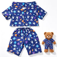 2 Pcs Rainbow PJ's Bear Clothes Outfit Stuffed Animal - Space / Blue