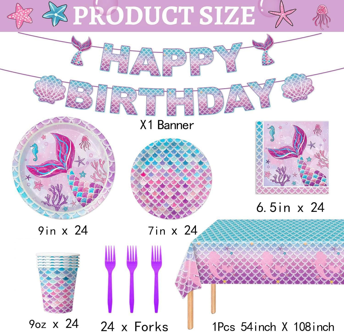 122Pcs Mermaid Birthday Party Decorations Set Mermaid Party Supplies - image 2