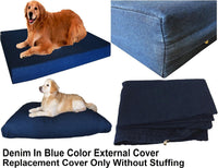 Dogbed4less 40X35X4 Inches Blue Color Durable Denim Jean Dog Pet Bed - 55"X37"X4" - image 3
