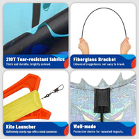 SGftre Complete Kite with Handle, Line & Accessories - 1 / Blue Evil Dragon - image 2