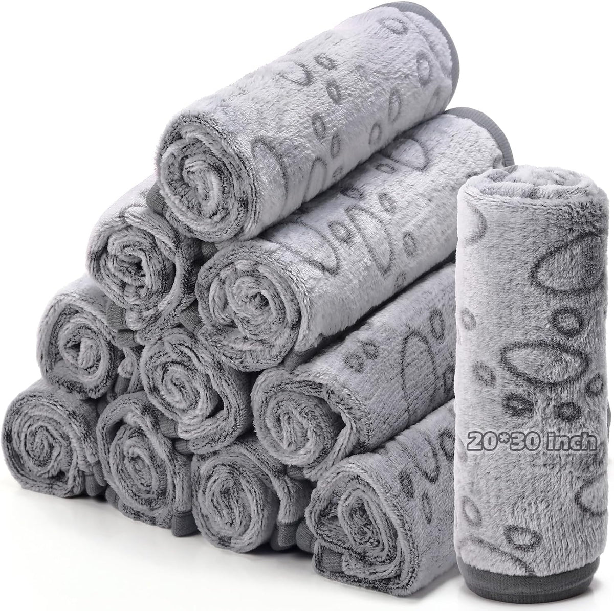 Tegeme 12 Pcs Puppy Blanket for Litter Dog Cat - Gray / 30 x 20 Inch