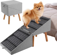17" H Split Ottoman Dog Ramp for Couch - 21.06" H-Light Grey