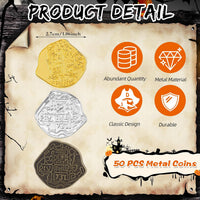 Hanaive 50 Pcs Metal Fake Gold Coins, Silver, Bronze - Gold, Silver, Bronze / Irregular - image 2