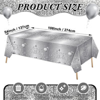 Tudomro 3 Pcs Plastic Happy Birthday Party Tablecloths - Silver / 3 - image 4