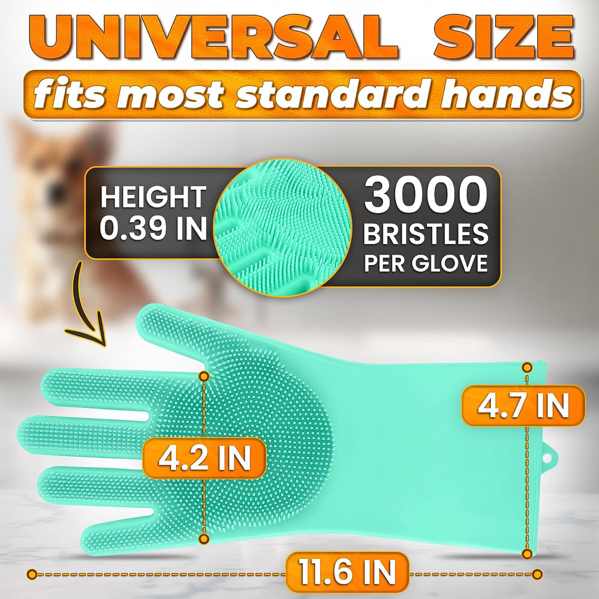 2-in-1 Cat and Dog Washing Gloves with 3000 Soft Bristles – Essentials for Dogs - Turquoise - image 2