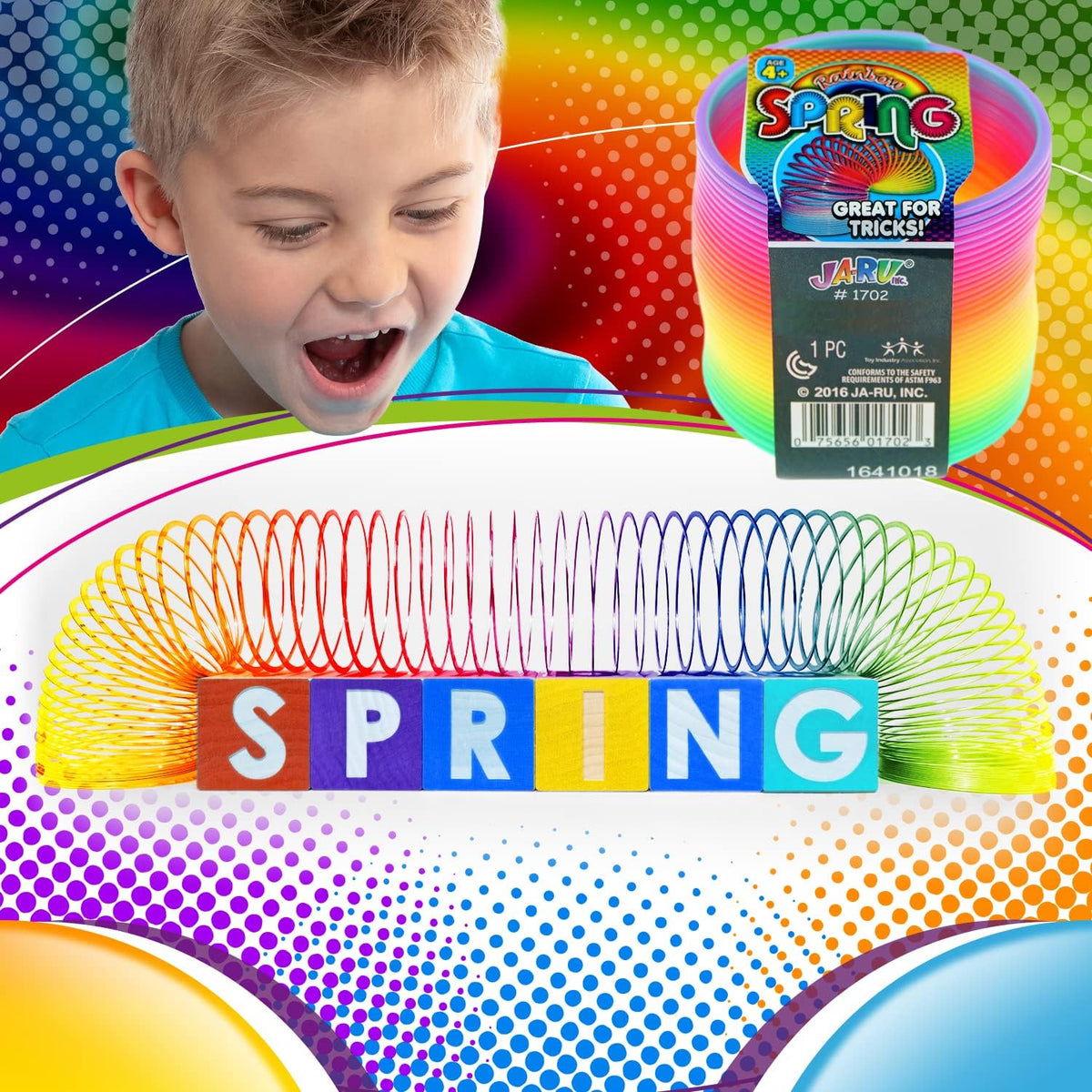 JA-RU Big Rainbow Magic Spring Toy Coil 1702-2A – Fun for Kids & Family - 9 Pack / Rainbow Spring Ring - image 3
