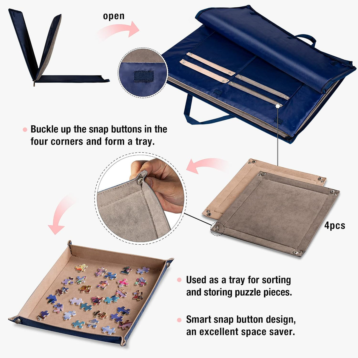 Lavievert 1500 Piece Jigsaw Puzzle Board with Padded Cover - Up to 1000 pcs - image 3