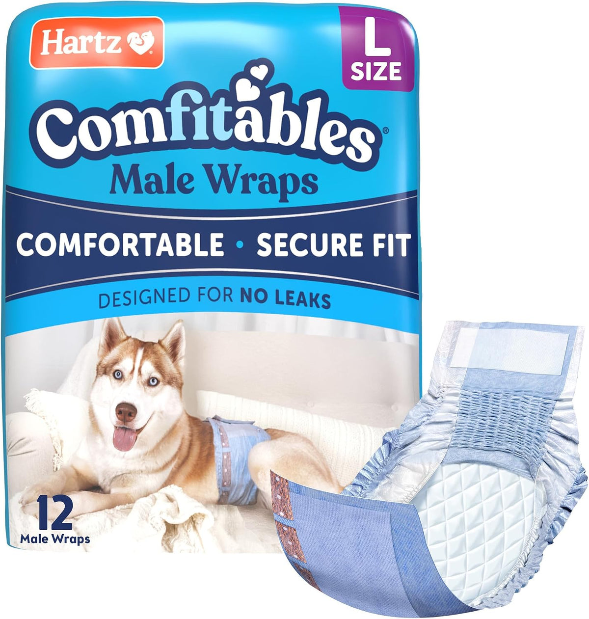 Hartz Comfitables Disposable Male Dog Wraps Stretchy Waistband - Trial Pack / Large