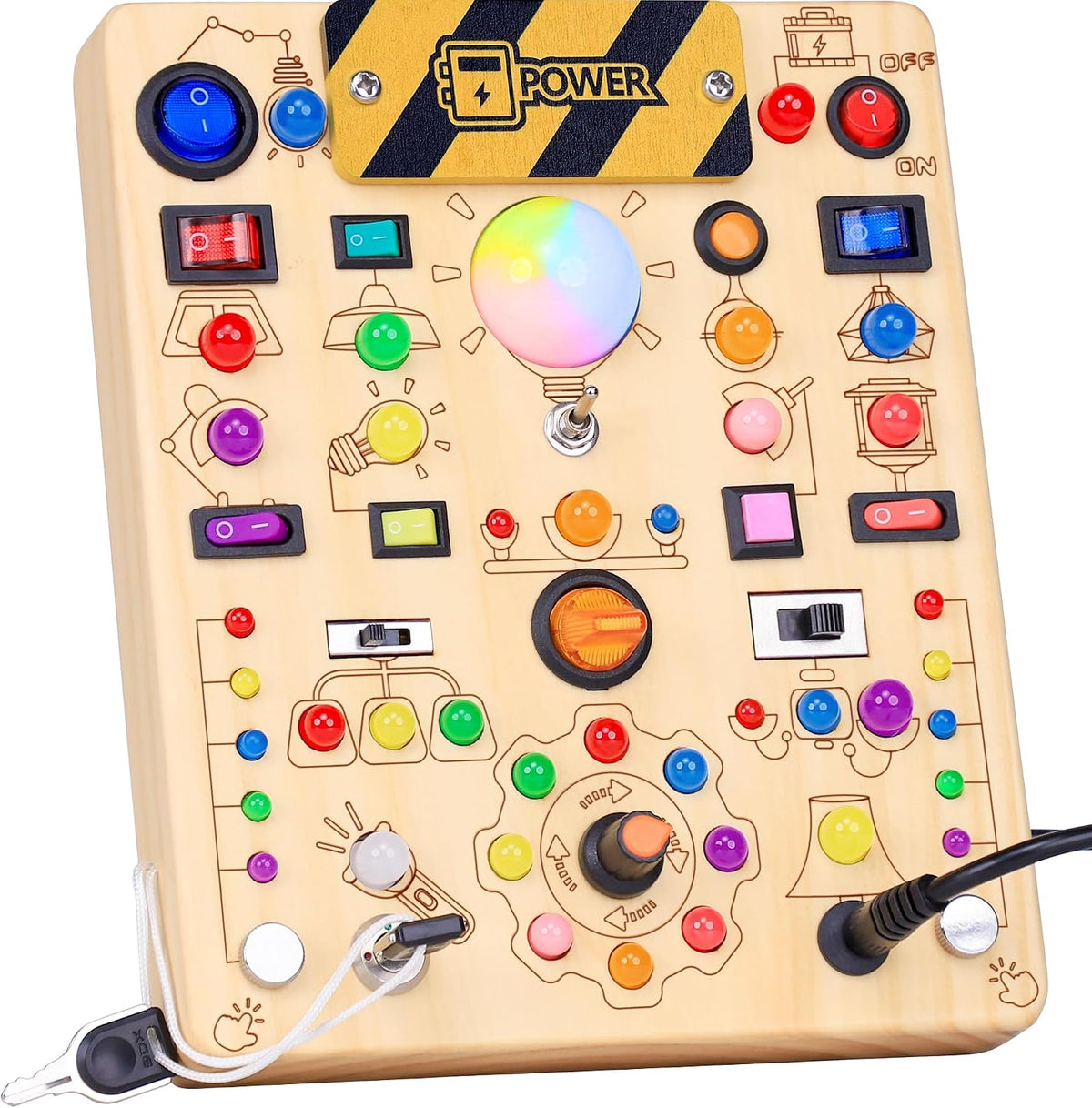 RichBoy Busy Boards, Lights Switch-Style, Wooden - Classic 7.8" x 6.5"