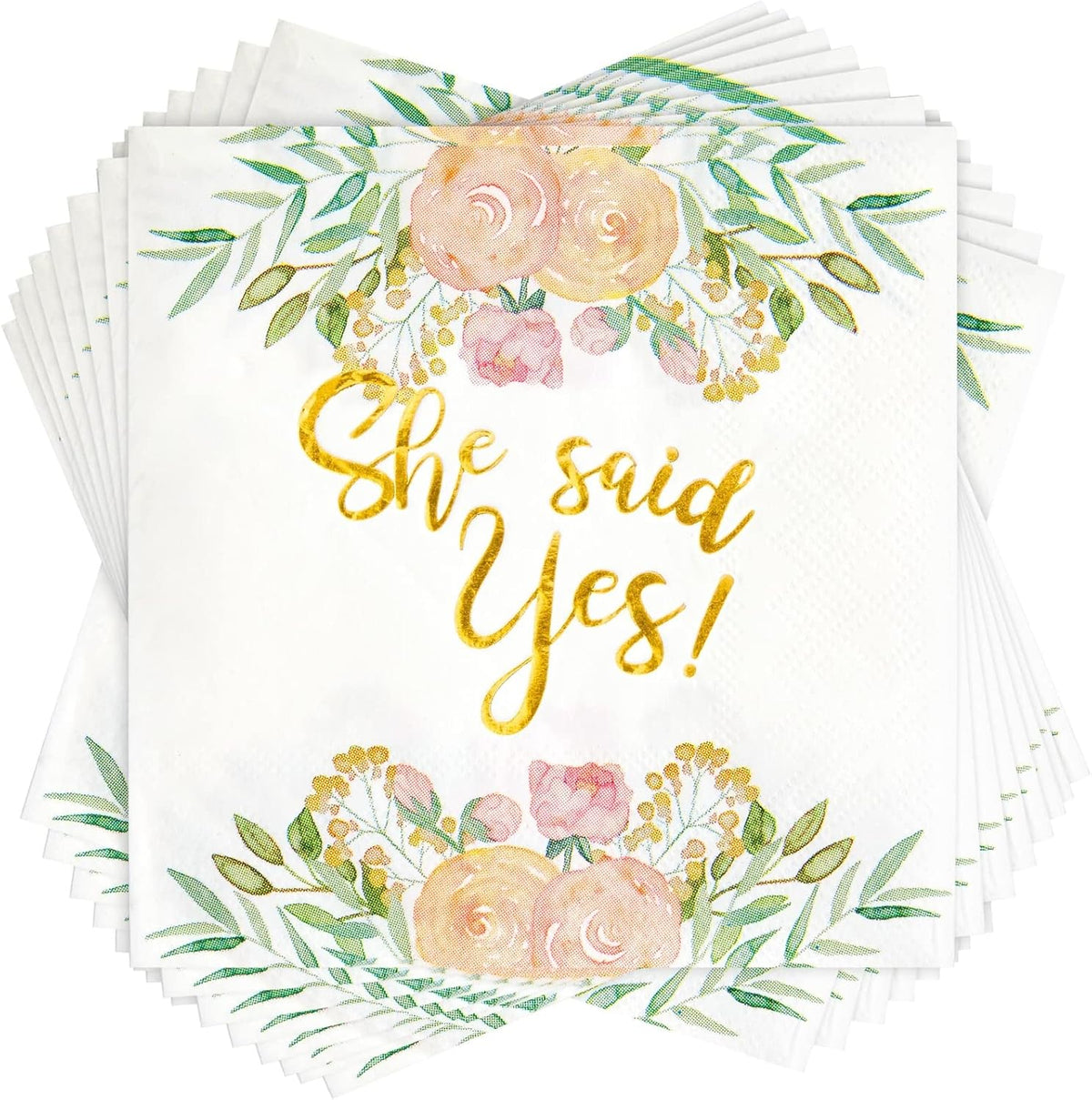 Sparkle and Bash It's a Boy Napkins, Blue & Gold Foil, 3-Ply - She Said Yes / 5 x 5 Inches