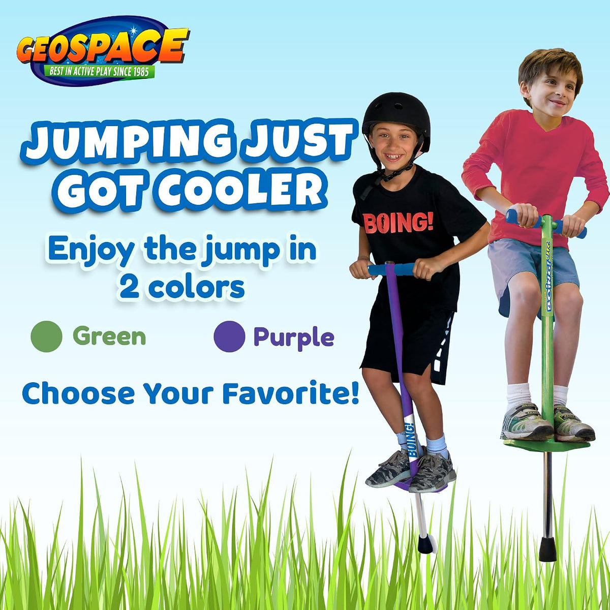 Geospace Jumparoo Boing! JR. Steel Pogo Stick for Kids of 50-90 lbs - Green - image 3