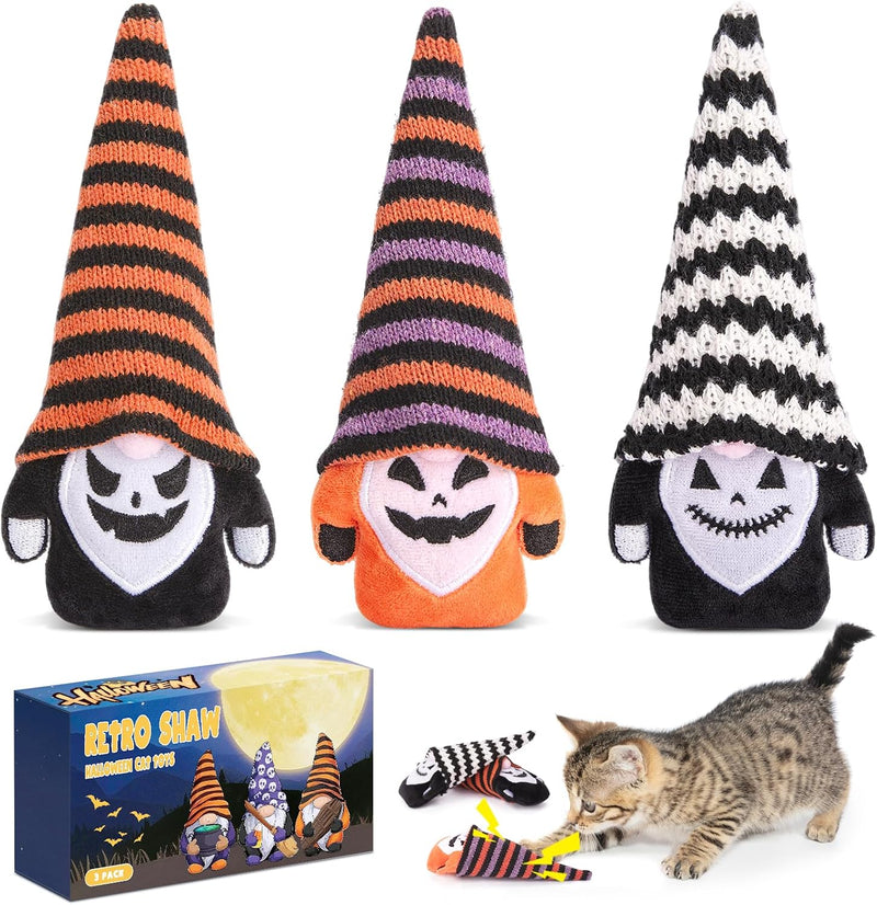 Catnip Halloween Cat Toys, Goth Kitten Toy for Indoor Cats - Gnomes Cat Toys 3PCS