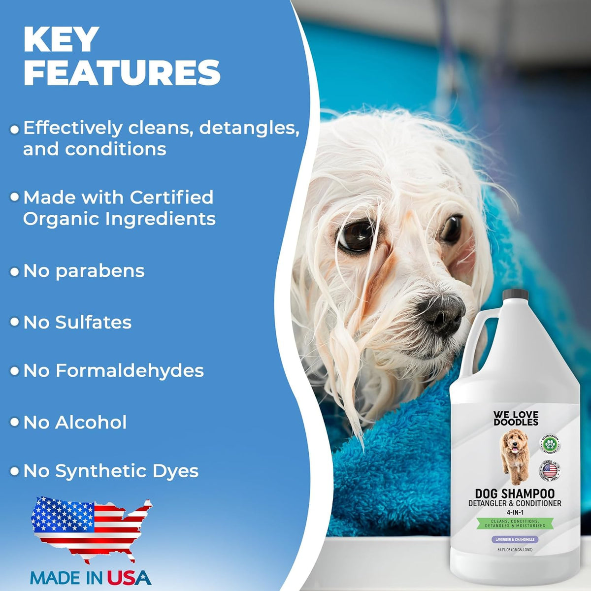 We Love Doodles Dog Shampoo Half Gallon, Cleans & Detangles - Lavender & Chamomile - image 2