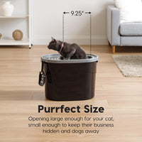 IRIS USA Top Entry Cat Litter Box, Hooded Privacy - Oval / Black w/ Scoop - image 3