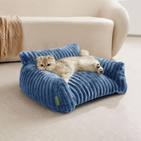 Cute Couch Bed for Pets, Supportive Cat Sofa for Indoor Cats - 24.0"L x 18.0"W x 10.0"Th / Blue - image 2