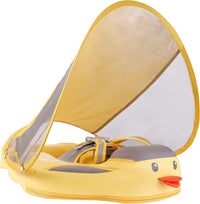 Mambobaby Float with Canopy, UPF 50+ Baby Swim Float – Fun for Kids & Family - Deluxe Yellow