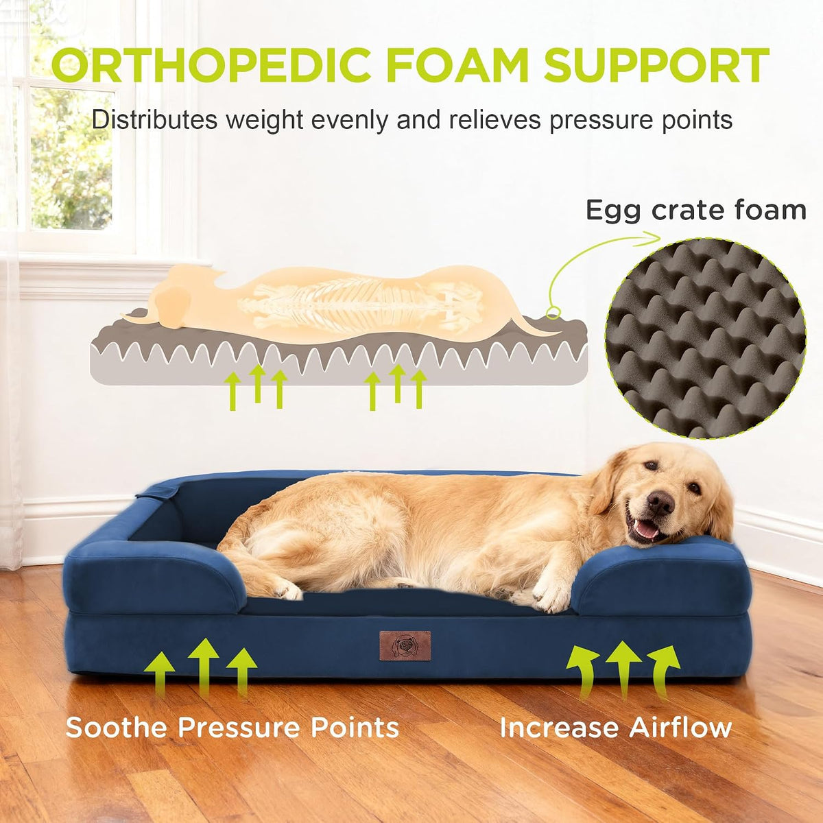 Waterproof Orthopedic Dog Bed for Extra Large Sized Dogs – Essentials for Dogs - 45 x 35 x 9 in / Royal Blue - image 2