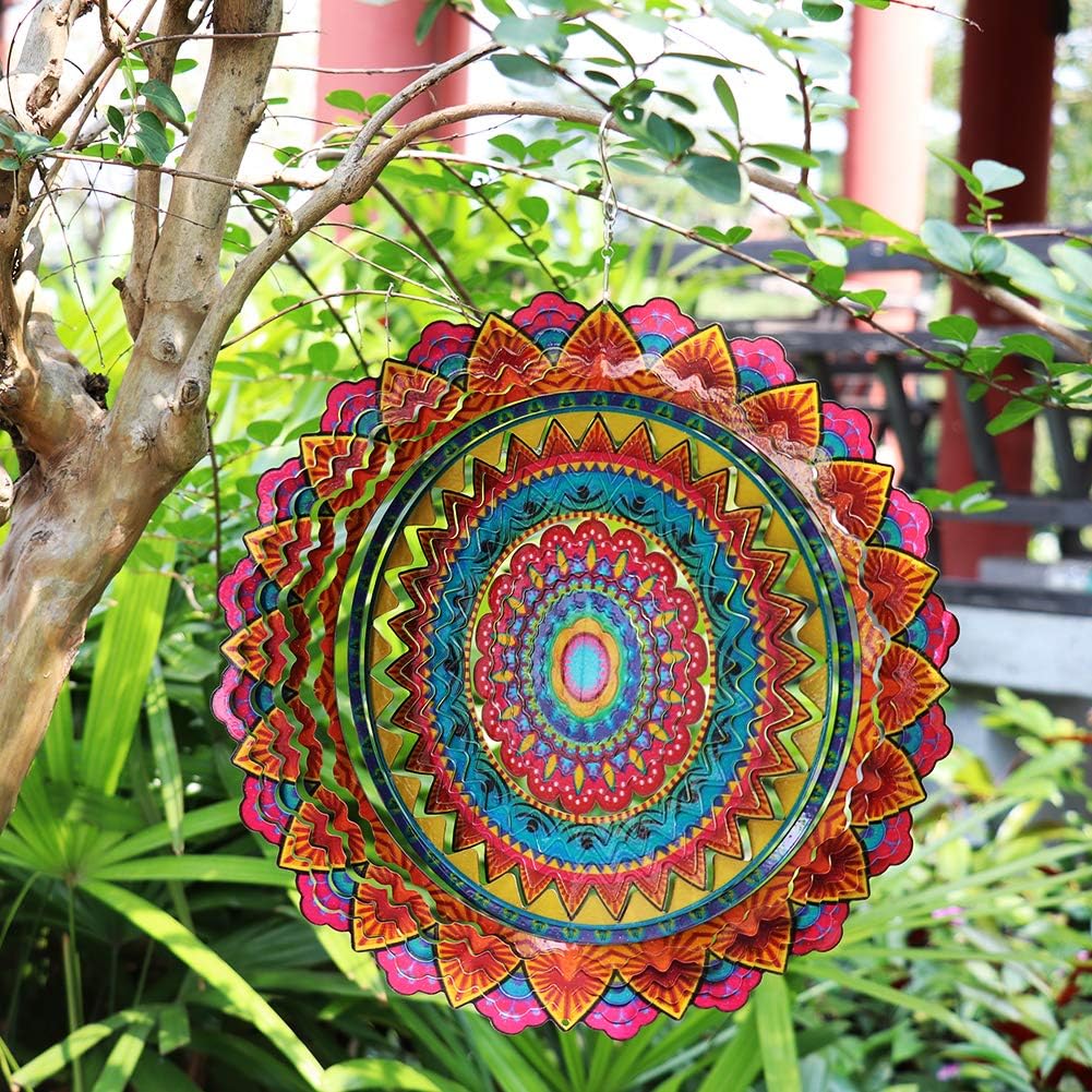 FONMY Wind Spinner Mandala Starry Sky 12 inch 3D Stainless Steel - 12inch / Multicolor - image 3