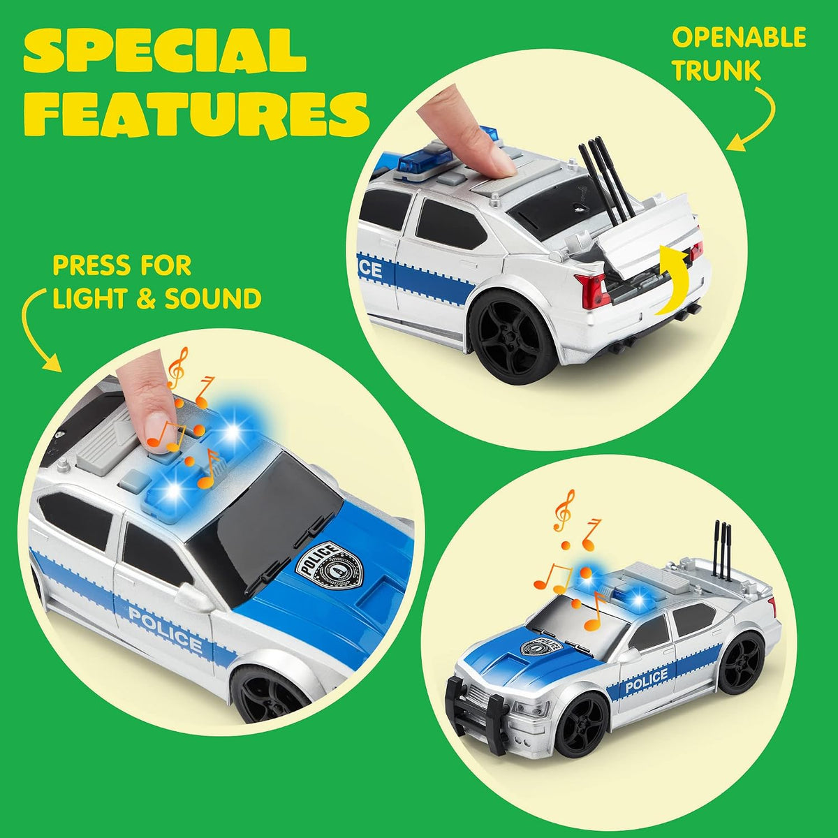 JOYIN 4 Packs Emergency Vehicle Toy Playsets - City Vehicle Toy Set - image 4