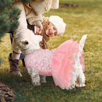 ASENKU Dog Dress, Dog Wedding Dress with Bows, Veil Attachment - Pink / Large - image 2