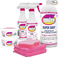 Quick N Brite Eco-Friendly Cleaning Supplies Kit - All Purpose Cleaner with Cleaning Paste & Concentrate - Non-Toxic, Powerful Cleaner Includes Sponge - Versatile Solution for Home & Office