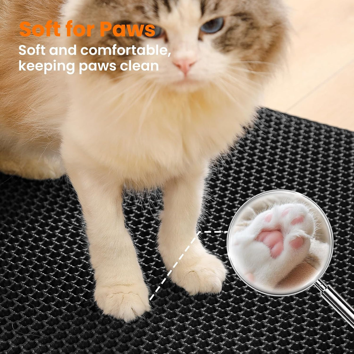 Cat Litter Mat, Double Layer Honeycomb Litter Box Mat – Daily Care for Cats - 30x22 Inches / Black - image 4