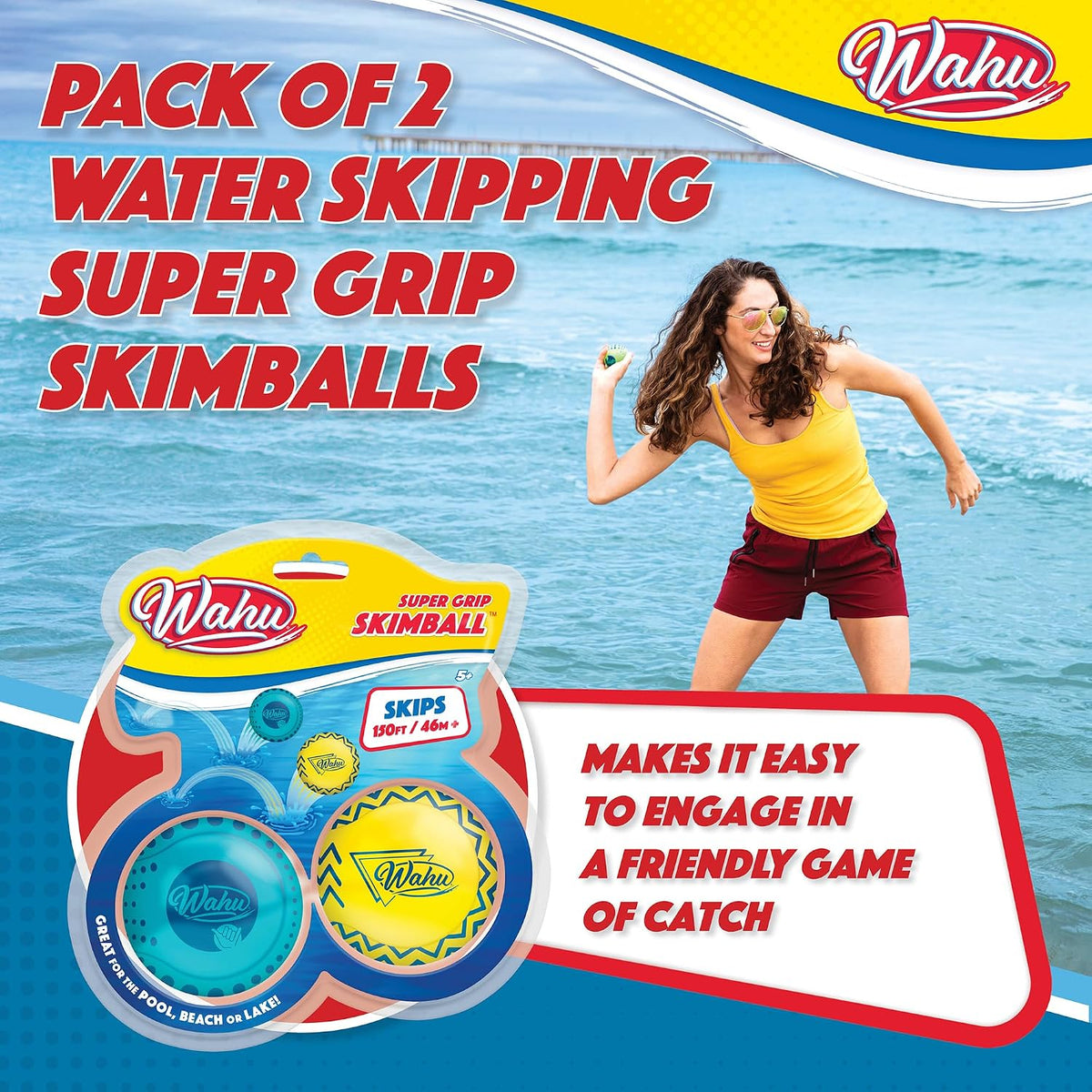 Wahu Super Grip 100% Waterproof Skimball Set - 2-Pack / Blue/Yellow - image 3
