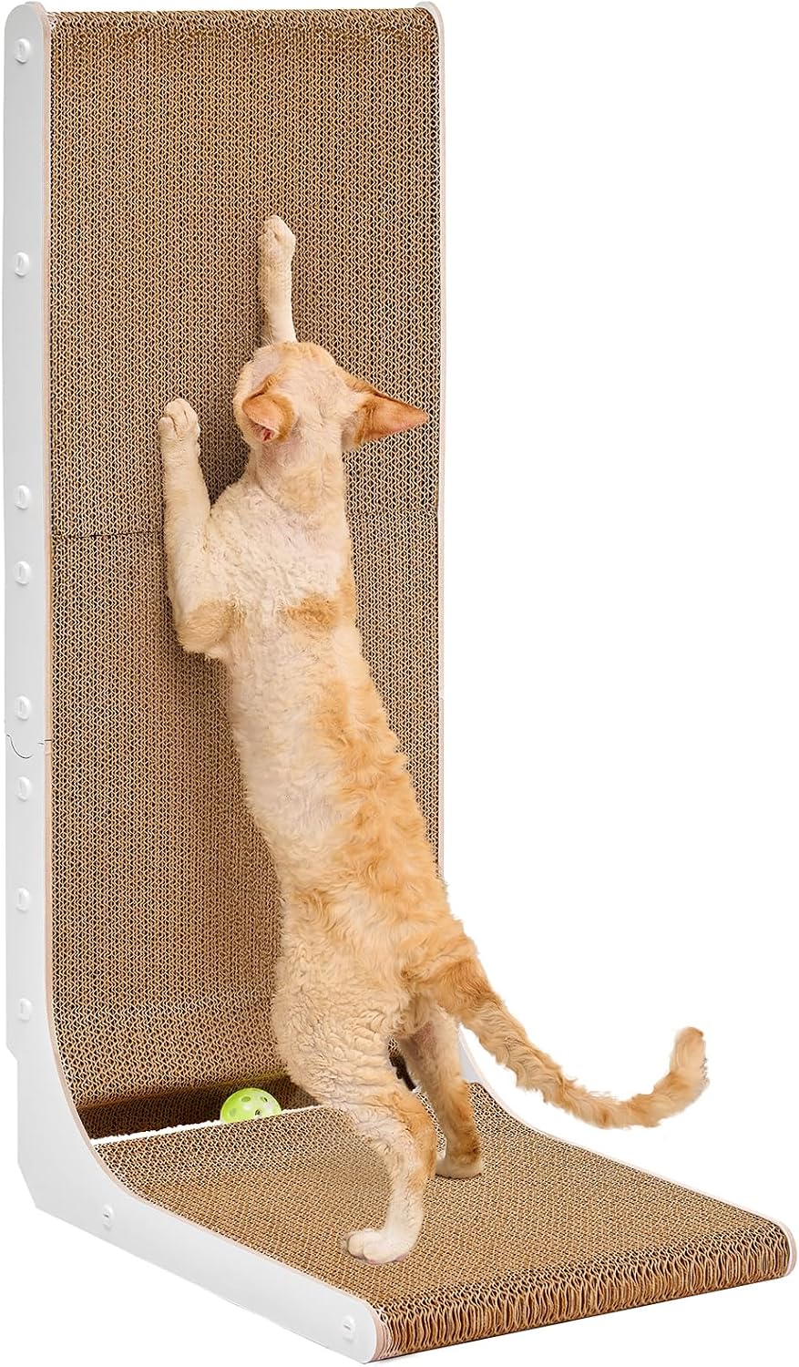 EHEYCIGA Cardboard Cat Scratcher for Indoor Cats - White / 17x13.1x32