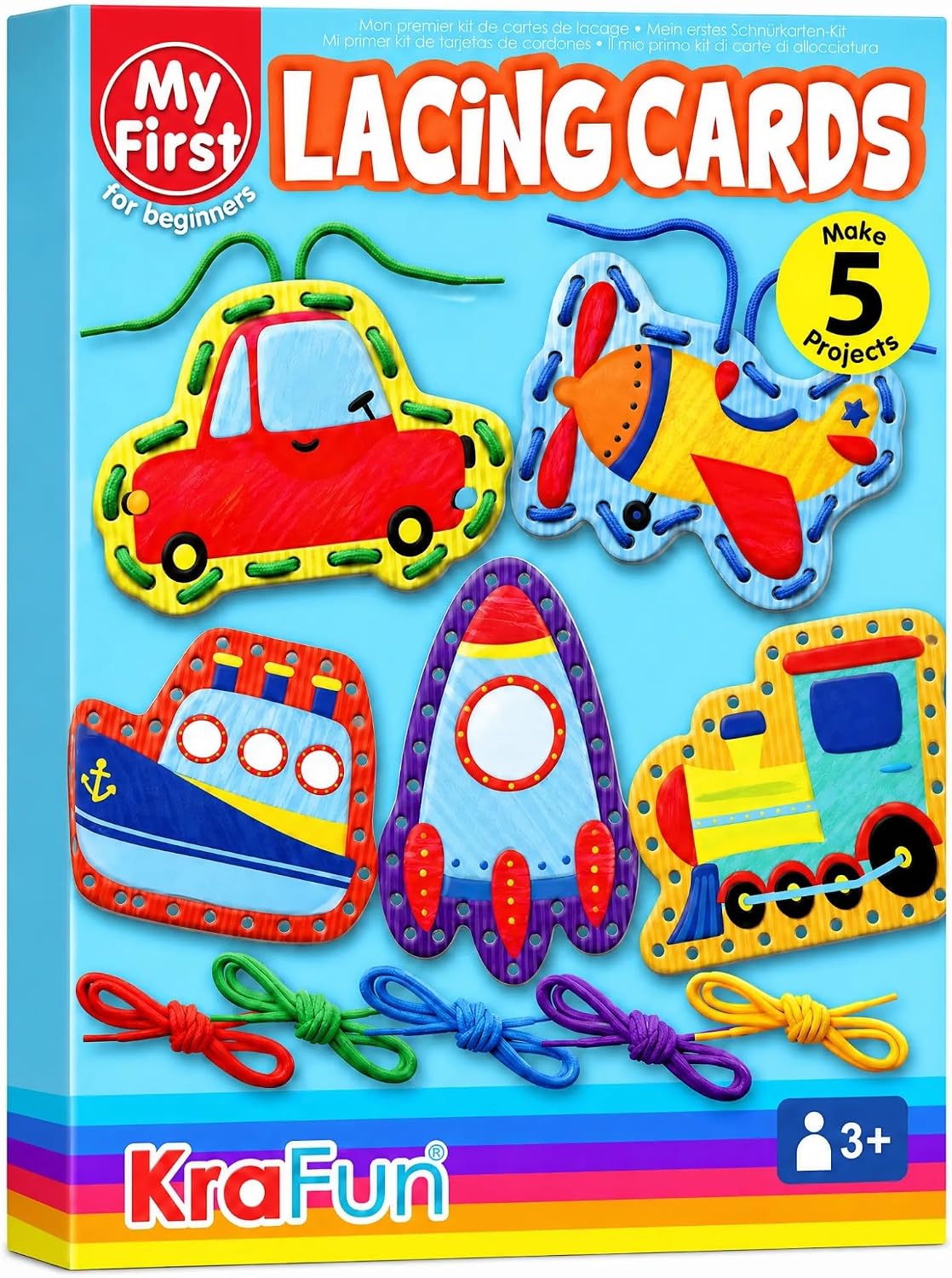 KRAFUN Princess, Unicorn & Mermaid Lacing Cards Age 3+ - Transport - Standard