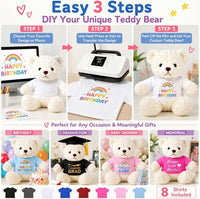 Jecery 8 piece stuffed bear shirts in assorted colors for sublimation - view 5