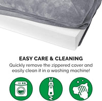 Furhaven Orthopedic Dog Bed for Large Dogs w/ Removable Bolsters & Washable Cover, For Dogs Up to 125 lbs - Faux Fur & Velvet Sofa - Smoke Gray, Jumbo Plus/XXL