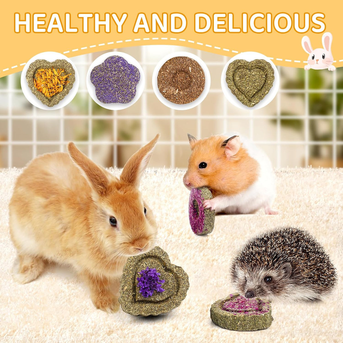 52Pcs Rabbit Chew Sticks, Guinea Pig Toys - 30Pack-grass cake - image 4