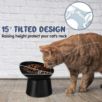 4 Pcs Ceramic Raised Cat Bowls - White and Black - image 3