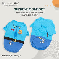 Parisian Pet Embroidered Dog Police Costume - Cop Costume for Dogs - 100% Cotton & Polyester - Blue, Medium Size