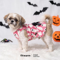 Fitwarm Halloween ghost dog dress in velvet with ghost prints and ribbon bow, size small - view 4