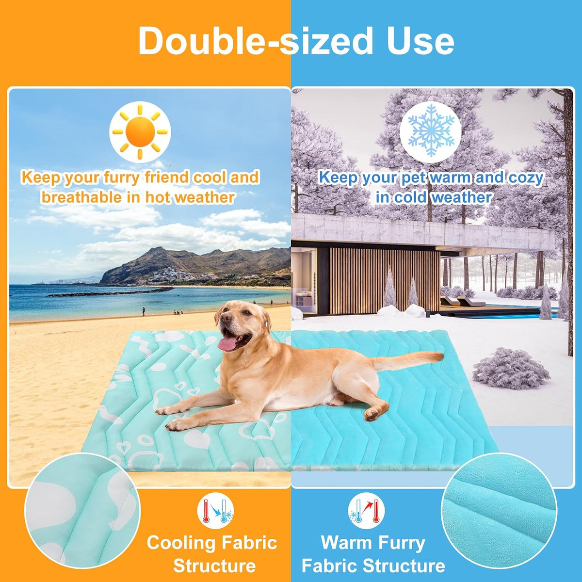 BEAUTYZOO Cooling Mat for Large Dogs, Self-Cooling - Aqua Blue / 36.0"L x 23.0"W x 1.0"Th(M) - image 4