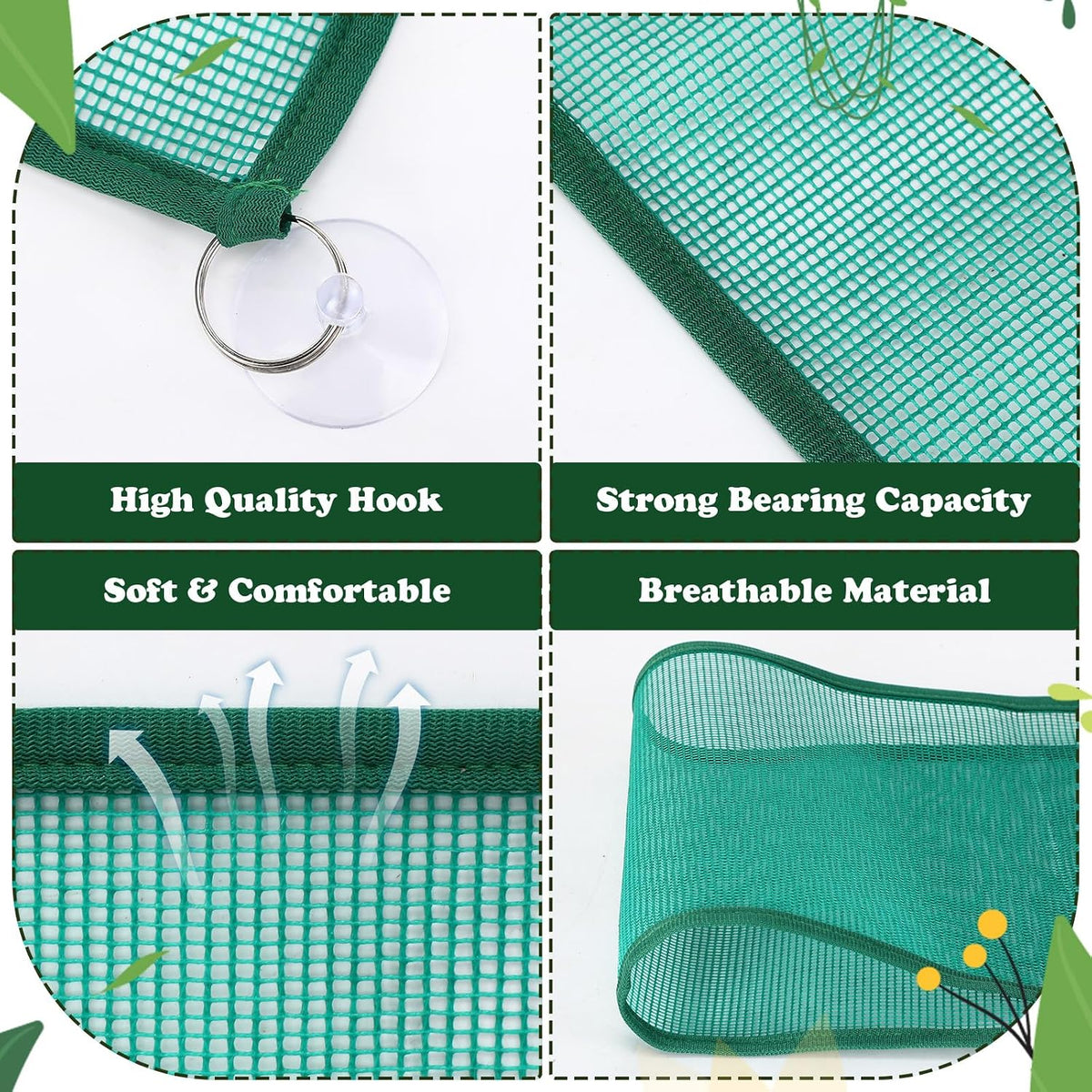 Silkfly Large Beard Dragon Hammock, Brown - 28 x 9 inch / Rectangle / Green and Black - image 3
