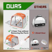 Small Bird Carrier, Large Window Travel Cage with Stand and Easy Clean Tray for Parrot Parakeet - Orange - image 2