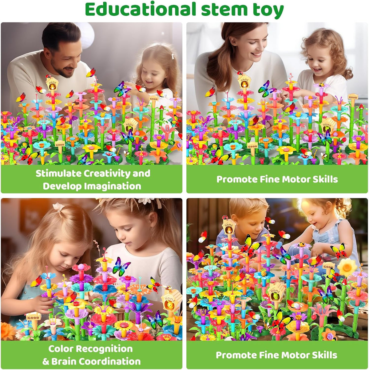 Doloowee 184-piece flower garden building toy set with colorful flowers and storage box - view 6