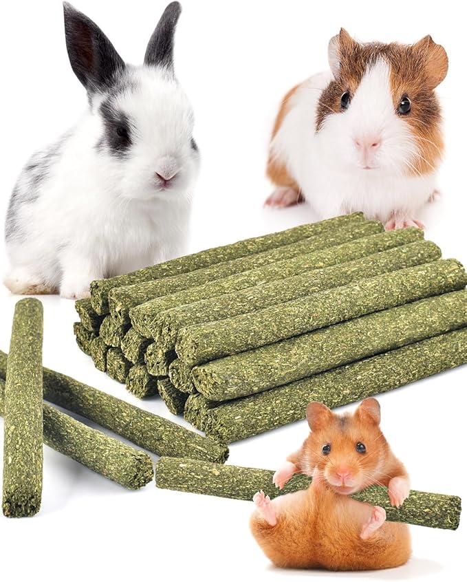 Bissap 22PCS Rabbit Chew Sticks, Mixed Natural Timothy Hay Flower Rose Dahlberg Daisy and Forget-me-not Chew Toys Treats for Bunny Chinchilla Guinea Pig Hamster and Other Small Pets Molar Snacks