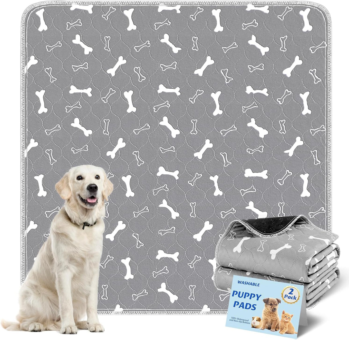 Washable Pee Pads for Dogs, 18"x24" - Gray / 54*54 Inch (Pack of 2)